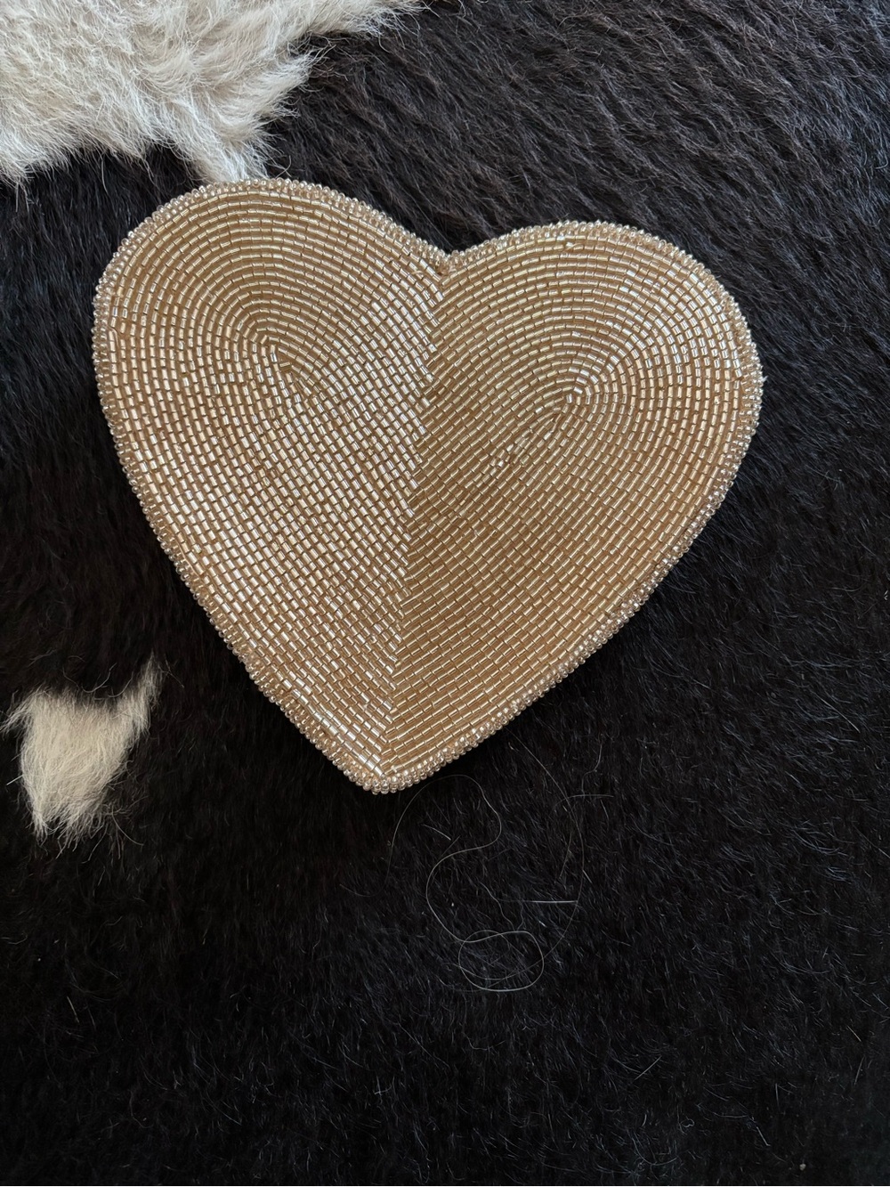 anthropologie Beaded Heart purse - gold - NWT